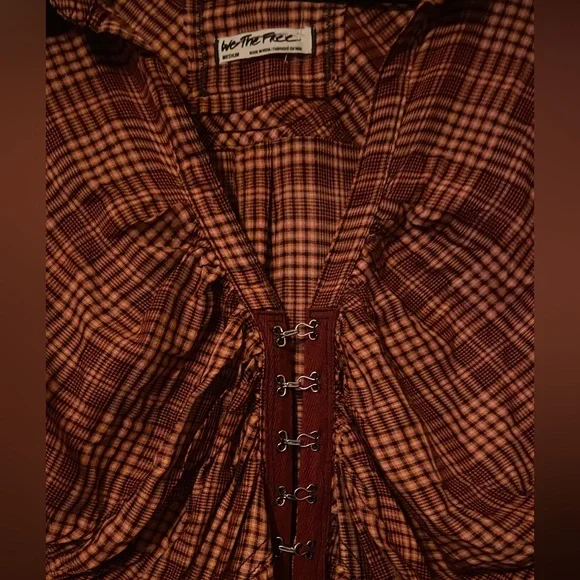 We The Free Plaid Lace-Up Top - Picture 3 of 3
